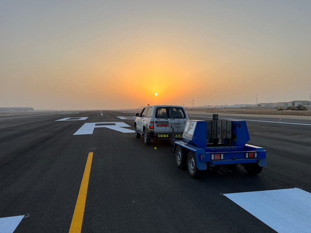 HWD pavement strength testing on a runway at Muscat International Airport, Oman